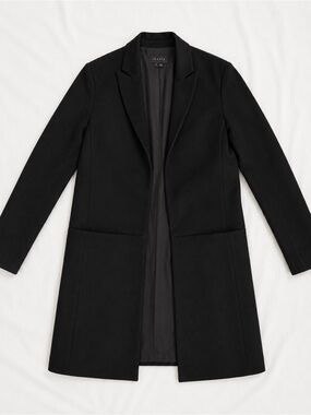 Theory Black Long Wool Coat